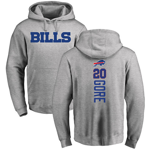 Men NFL Buffalo Bills #20 Frank Gore Ash Backer Pullover Hoodie Sweatshirt->nfl t-shirts->Sports Accessory